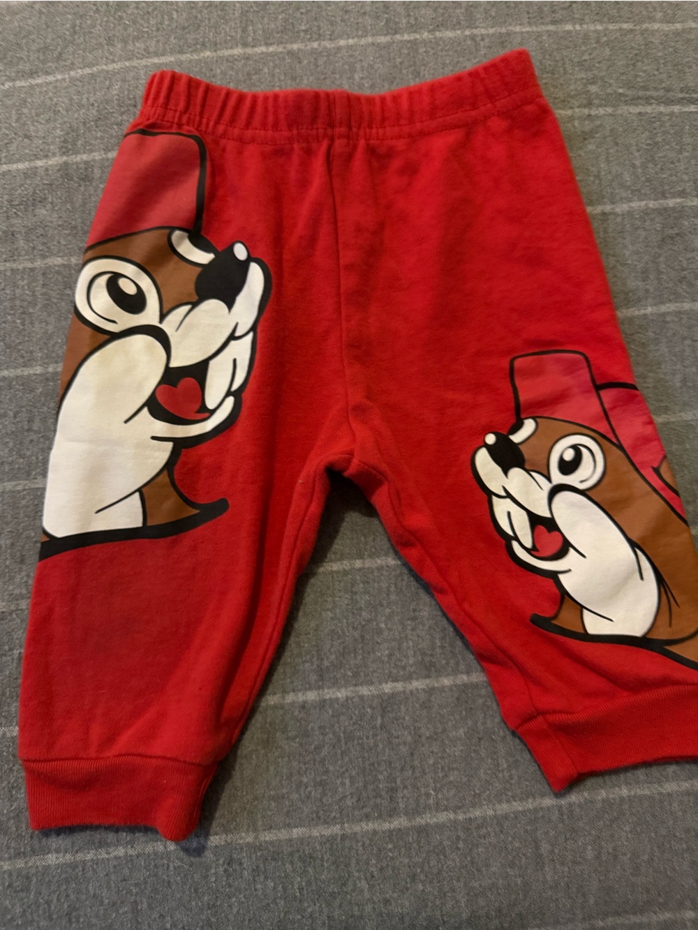 Kids Red Character Sweatpants with Playful Chipmunk Print